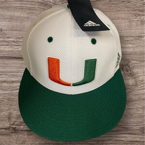 Adidas Miami Hurricanes Hat Fitted Size 7 New!